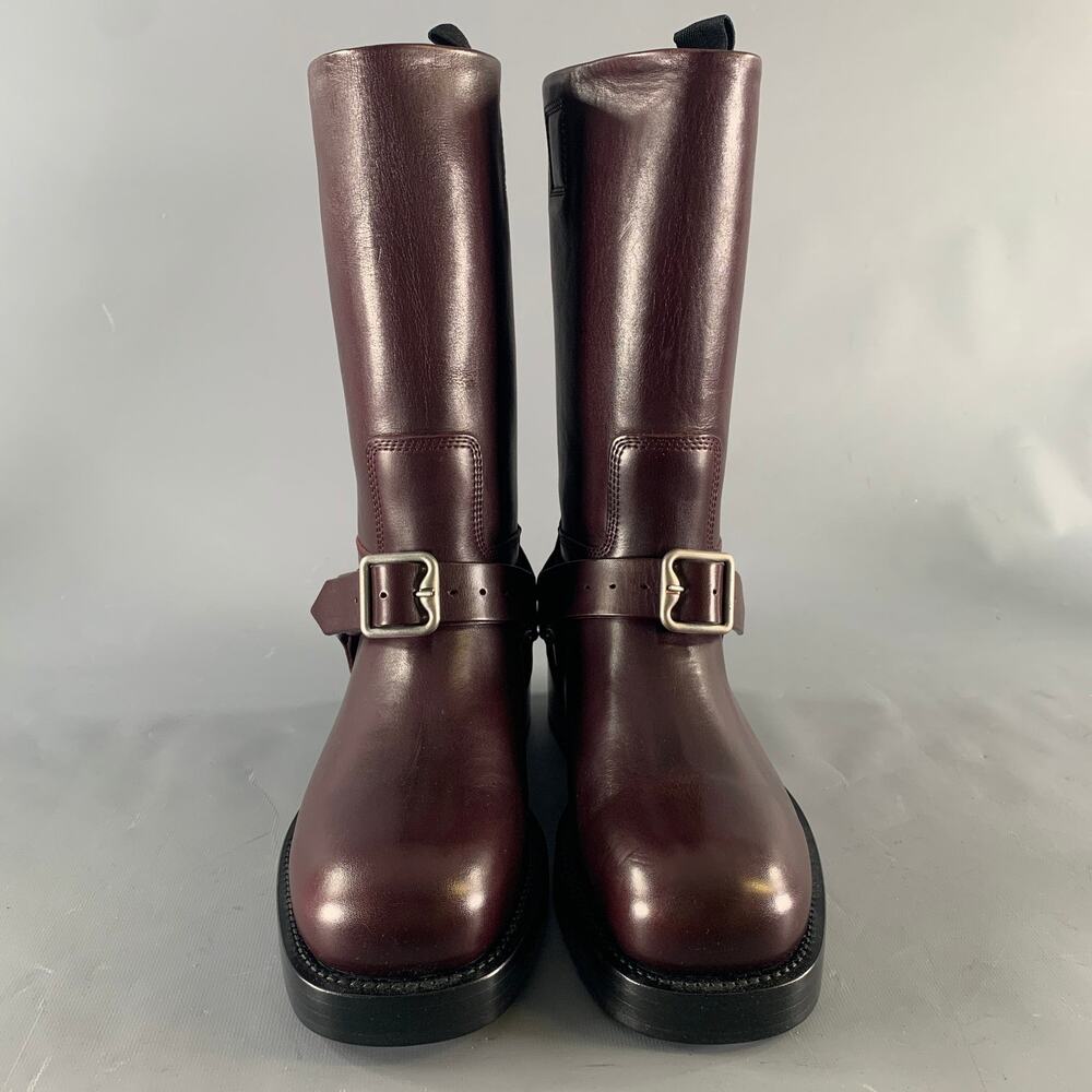 BURBERRY Size 8 Burgundy Leather Pull On Boots - Picture 4 of 8